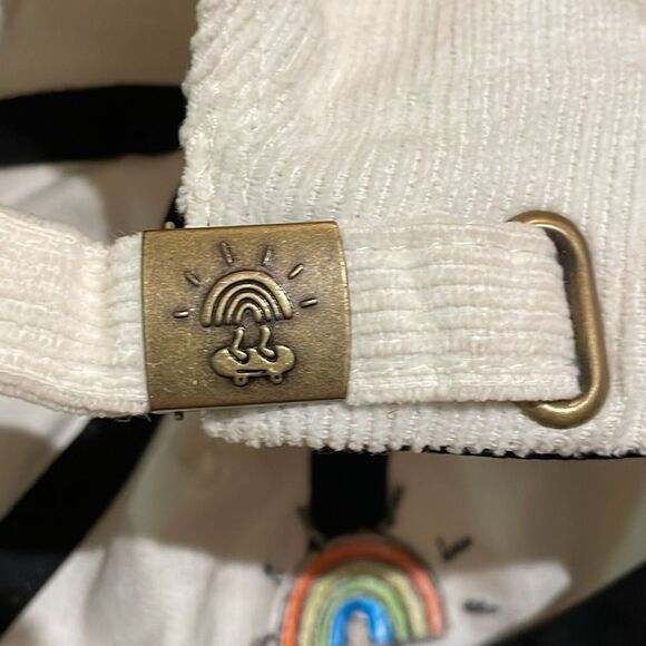 Eat Your Water White Corduroy Rainbow Skateboard Cap Hat Adult One Size - Picture 7 of 9